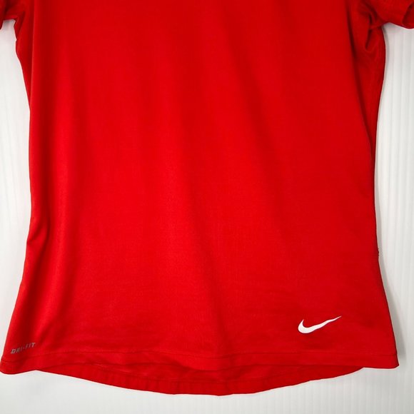 Nike Pro Womens Activewear Top Large L Dri Fit Mesh Short Sleeve Orange Shirt - Picture 2 of 14
